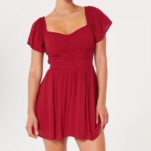 Hollister red romper sweetheart neck